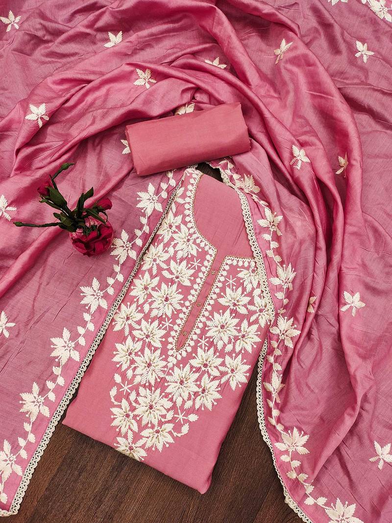 Floral Embroidered Unstitched Dress Material