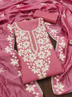 floral embroidered unstitched dress material 2
