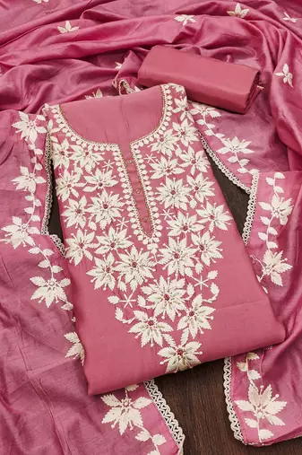 floral embroidered unstitched dress material