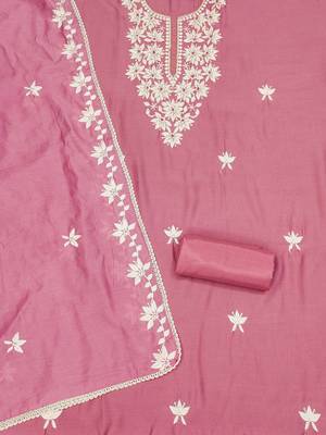 floral embroidered unstitched dress material 3