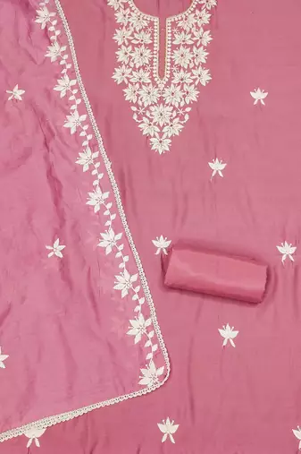 floral embroidered unstitched dress material