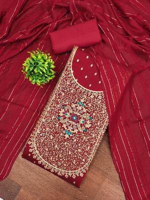 embroidered unstitched dress material 1