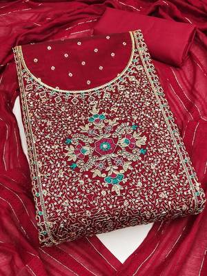 embroidered unstitched dress material 2