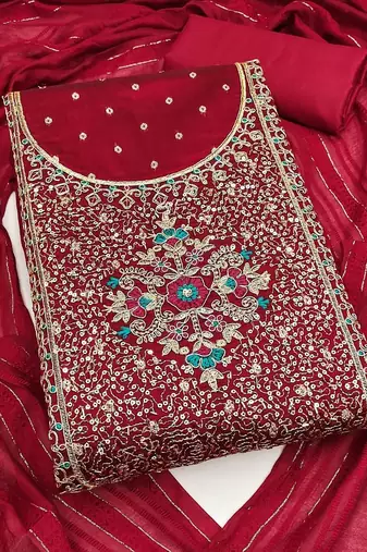 embroidered unstitched dress material