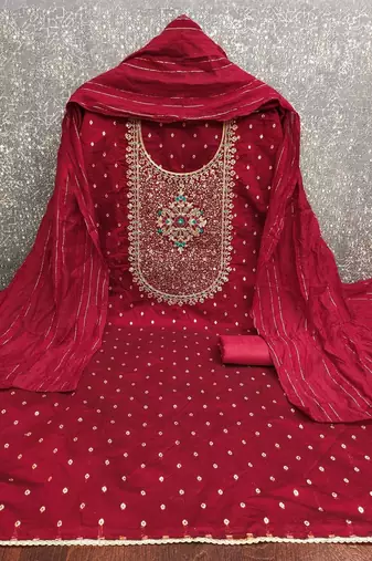 embroidered unstitched dress material