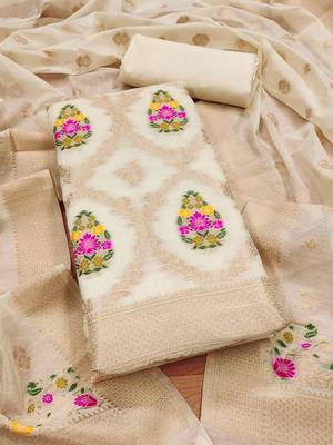 floral woven design cotton silk unstitched dress material 2