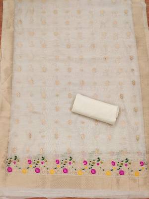 floral woven design cotton silk unstitched dress material 4