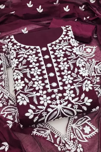 embroidered unstitched dress material