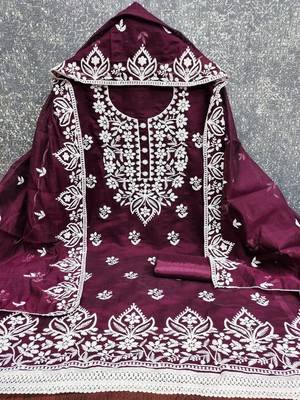 embroidered unstitched dress material 2