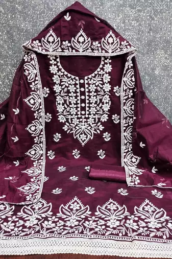 embroidered unstitched dress material