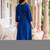 Blue embroidered silk blend kurta trouser dupatta set
