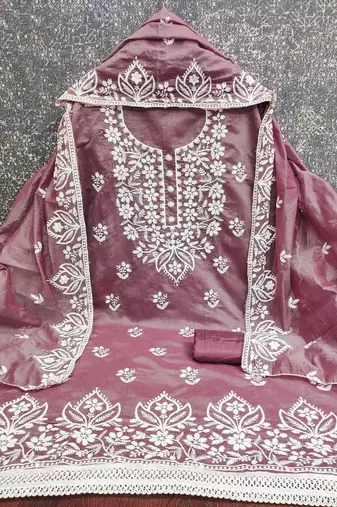 embroidered unstitched dress material