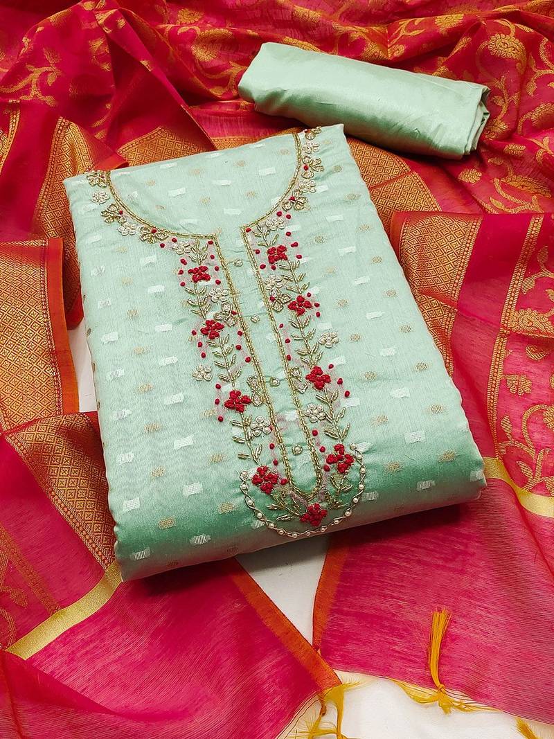 Woven Design Unstitched Dress Material