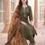 Green yoke design silk blend kurta trouser dupatta set