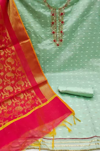 woven design unstitched dress material