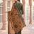 Green yoke design silk blend kurta trouser dupatta set