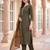 Green yoke design silk blend kurta trouser dupatta set