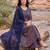 Purple printed pure cotton kurta trouser dupatta set