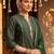 Green woven design liva kurta trouser dupatta set