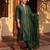 Green woven design liva kurta trouser dupatta set