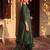 Green woven design liva kurta trouser dupatta set