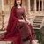 Maroon printed pure cotton kurta trouser dupatta set