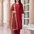 Red yoke design silk blend kurta trouser dupatta set