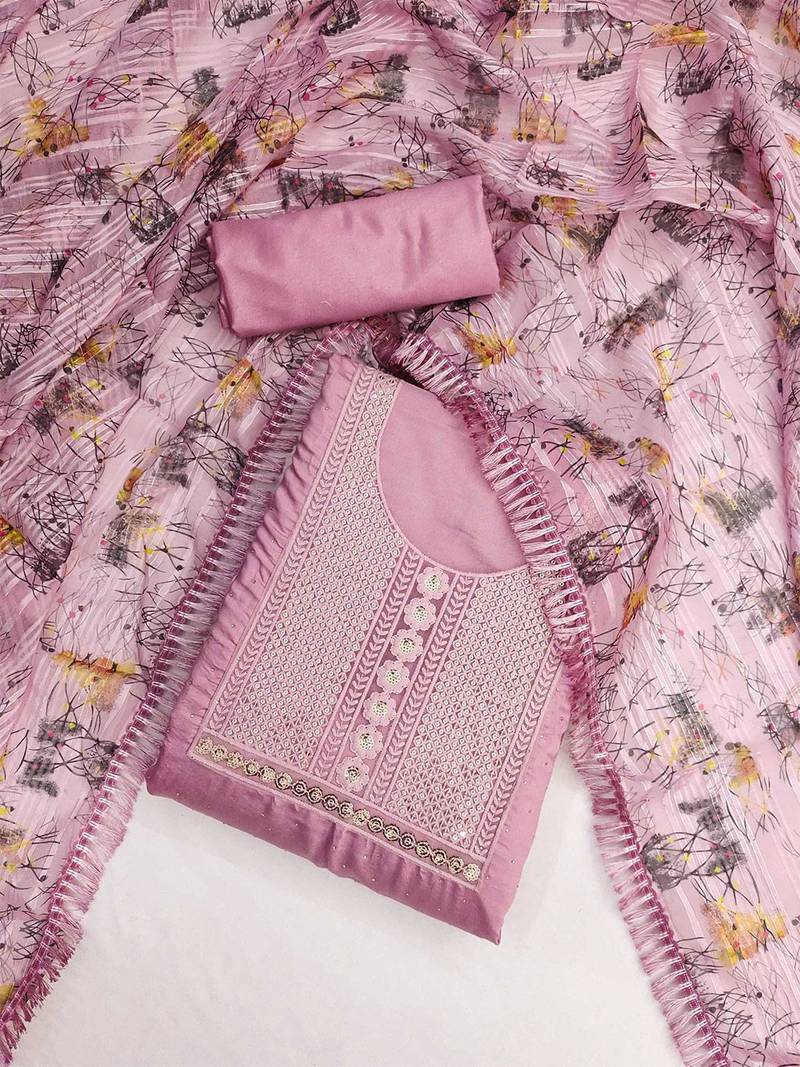 Embroidered Unstitched Dress Material