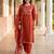 Orange printed pure cotton kurta trouser dupatta set