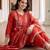 Orange printed pure cotton kurta trouser dupatta set