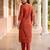 Orange printed pure cotton kurta trouser dupatta set