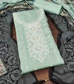 embroidered silk blend unstitched dress material
