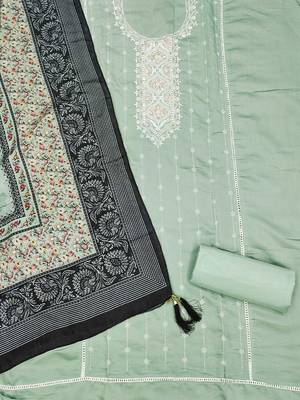 embroidered silk blend unstitched dress material 3