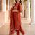 Orange printed pure cotton kurta trouser dupatta set