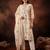 Cream printed pure cotton kurta trouser dupatta set