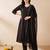 Black embroidered pure cotton kurta trouser dupatta set