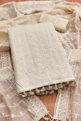 embroidered unstitched dress material