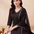 Black embroidered pure cotton kurta trouser dupatta set