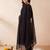 Black embroidered pure cotton kurta trouser dupatta set