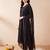 Black embroidered pure cotton kurta trouser dupatta set