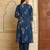 Blue printed pure cotton kurta trouser dupatta set