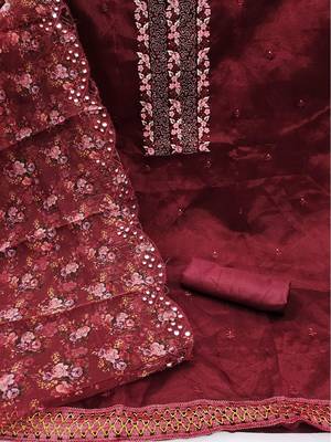 floral embroidered unstitched dress material 3