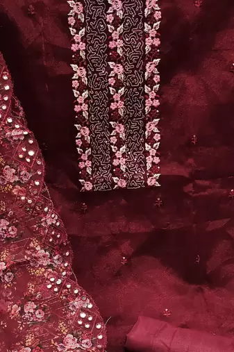 floral embroidered unstitched dress material