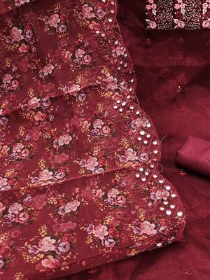 floral embroidered unstitched dress material 5