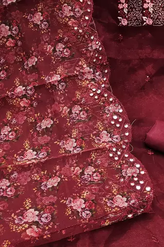 floral embroidered unstitched dress material