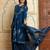 Blue printed pure cotton kurta trouser dupatta set
