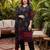 Black printed pure cotton kurta trouser dupatta set