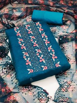 ethnic motifs embroidered sequinned detail unstitched dress material 1