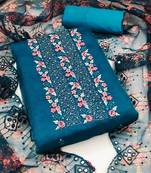 ethnic motifs embroidered sequinned detail unstitched dress material