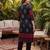 Black printed pure cotton kurta trouser dupatta set